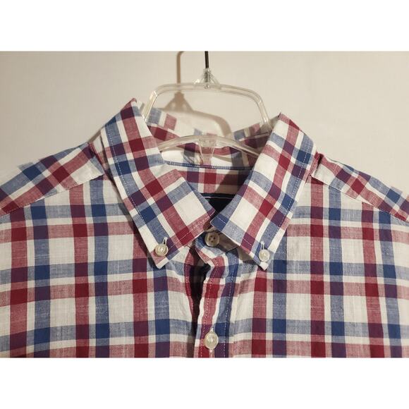 Vineyard Vines Flannel Plaid Whale Button Down Shirt Mens Size L Patriotic USA - Picture 4 of 11